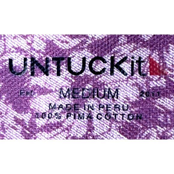 Untuckit Mens Polo Shirt Floral Pima Cotton Gondola Pinkish Purple Size Medium - Picture 5 of 11